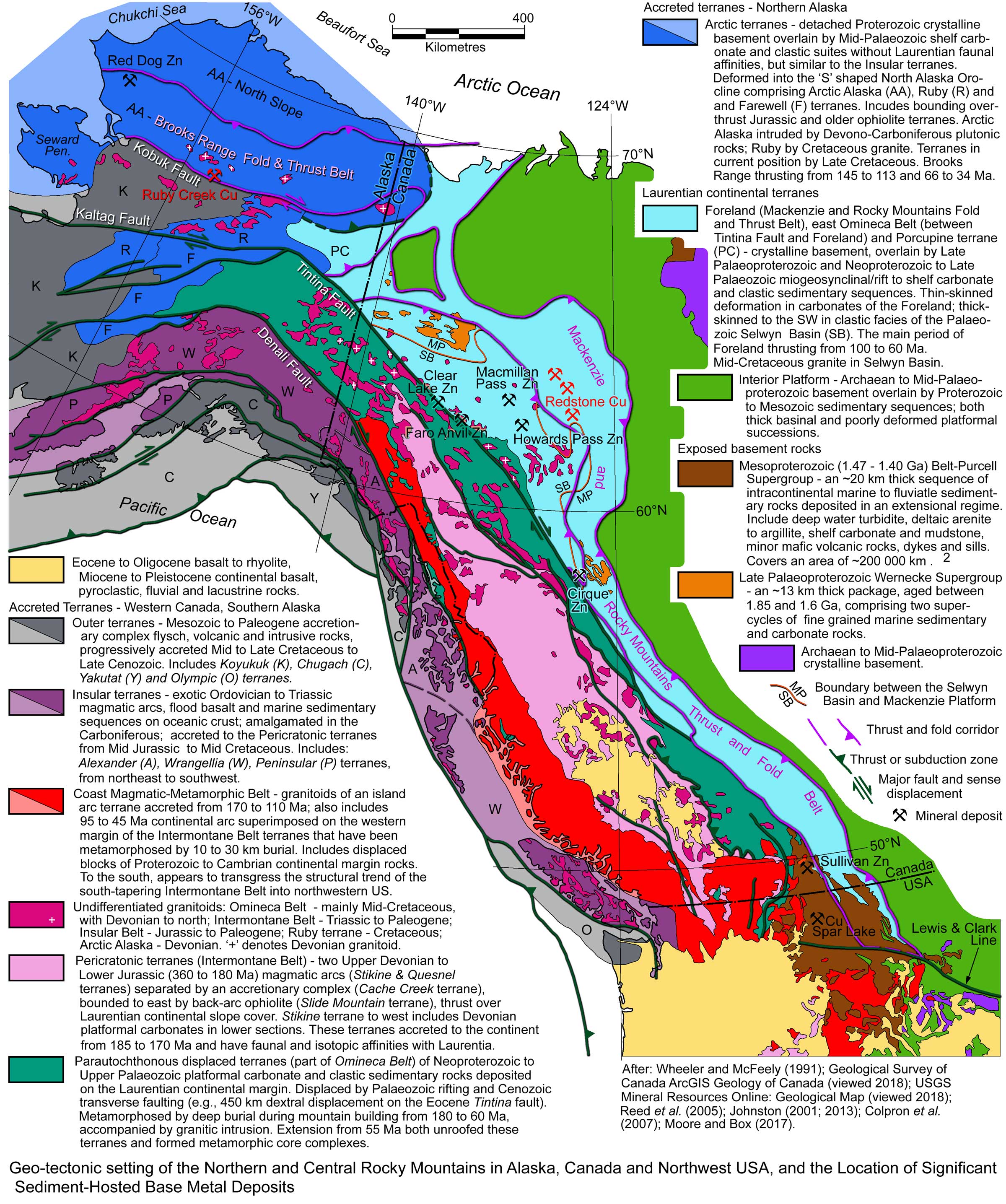 Geotectonic setting Rockies Sed Hosted Base Metals