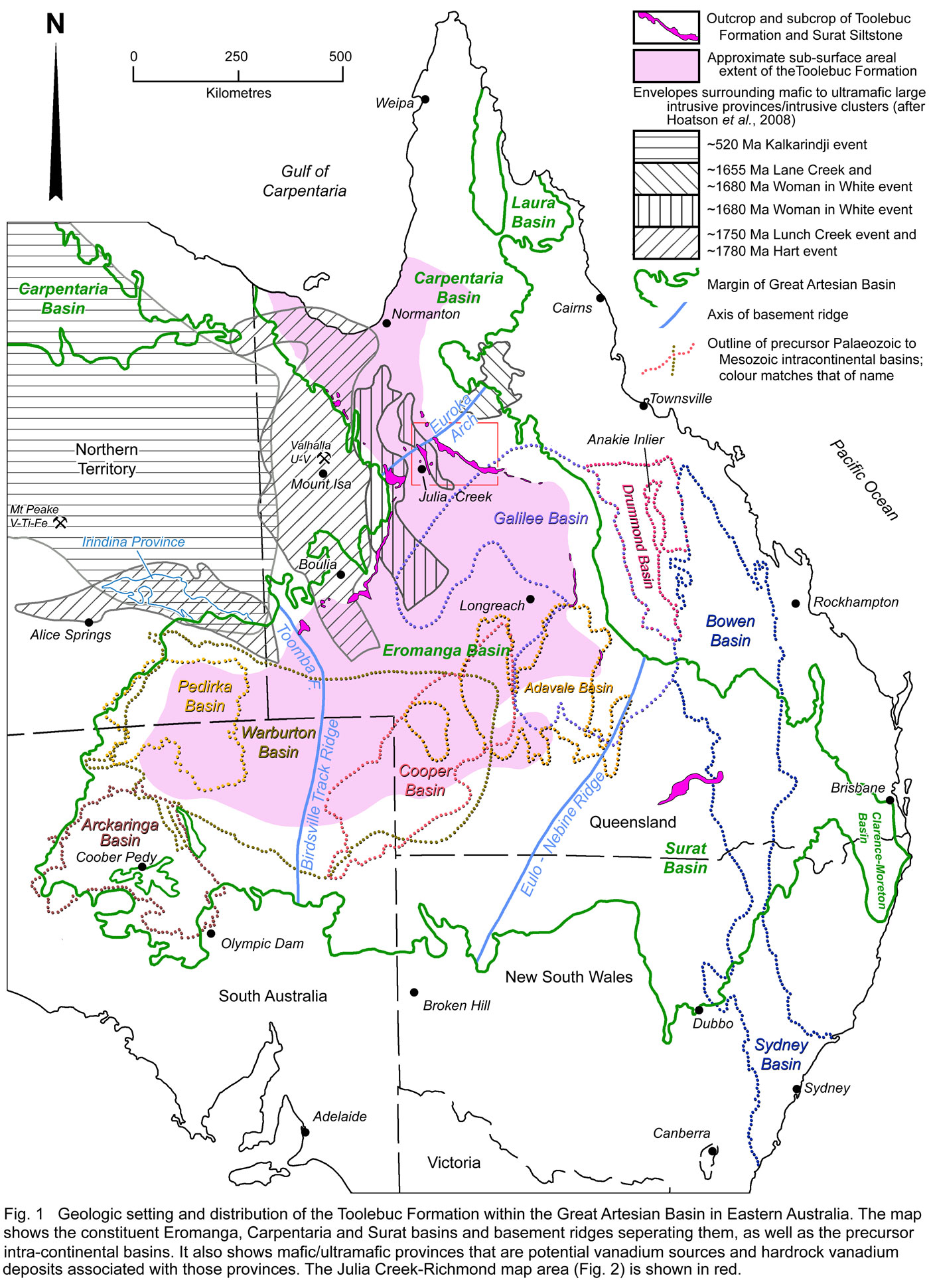 Geological setting of the Eromanga Basin and Toolebuc Formation