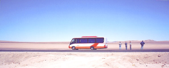 [Bus in the Atacama desert
